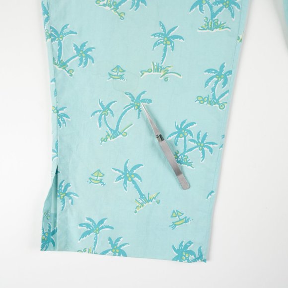 Vintage LILLY PULITZER tropical teal palm tree ultra-lightweight capris size 4 - Picture 6 of 10
